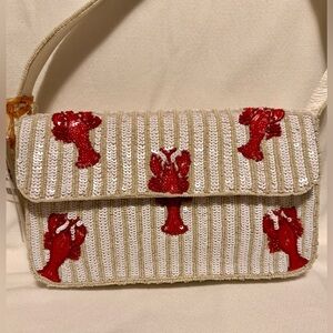 Viral Beaded Beige and Red Lobster Women's Bag